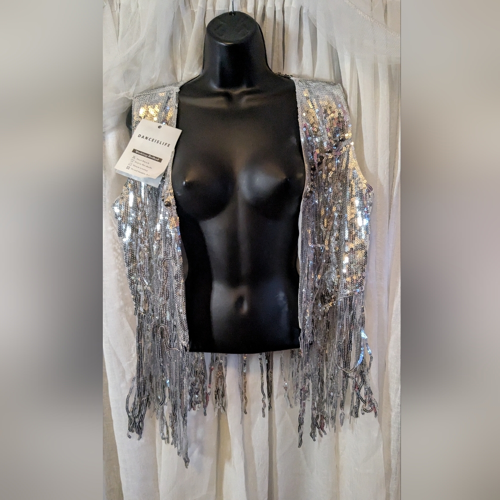 Sequin Fringe Vest